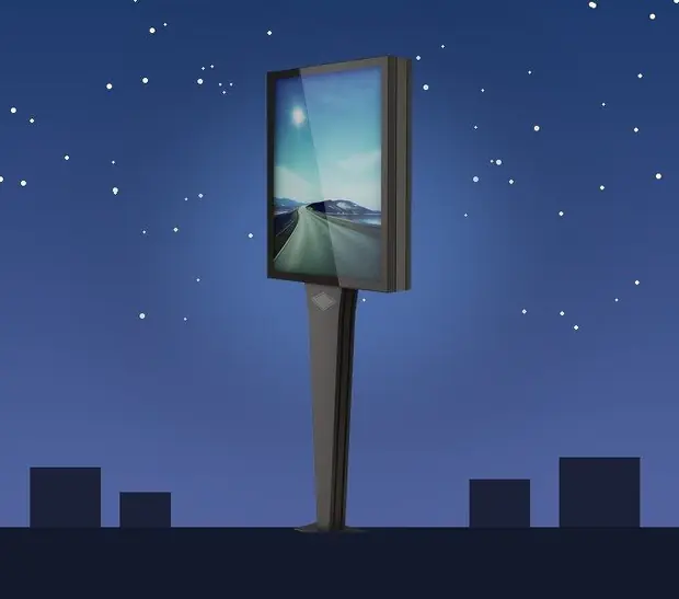 Caisson lumineux double face Niamey Billboard sur pied, de nuit