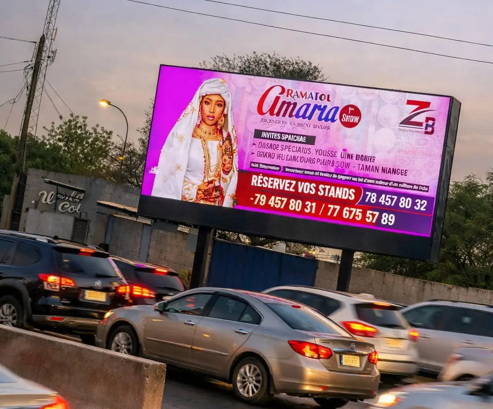Écran géant Niamey Billboard au-dessus d'une route